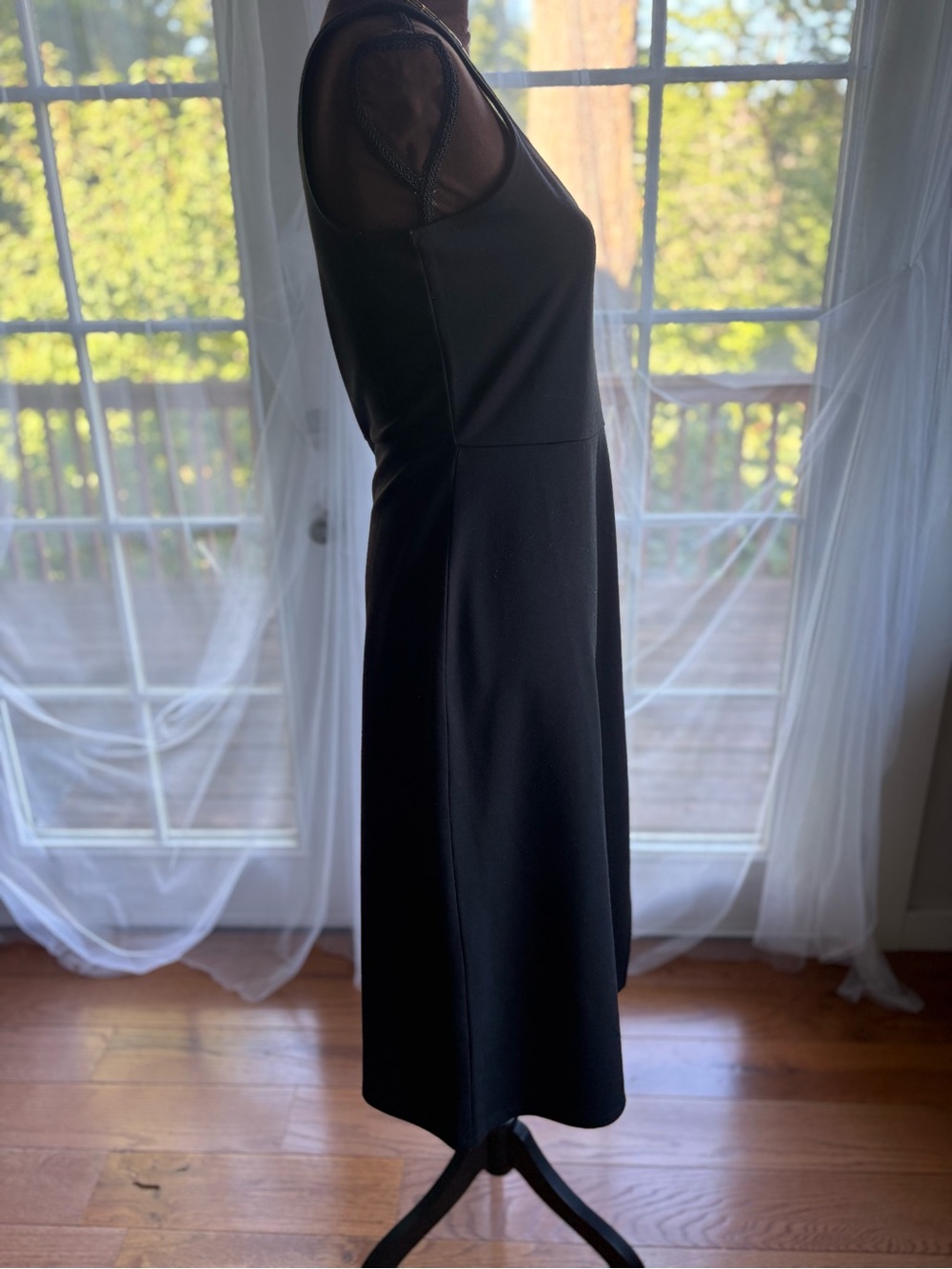 Classic Black Midi Dress with a Side Slit - Picture 5 of 7